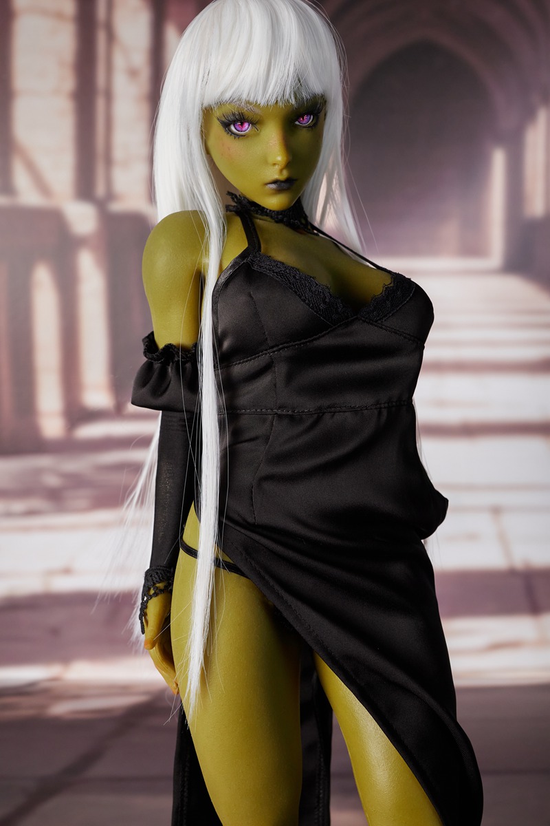 Size 1/3 Real-life Olive Skin White Hair Silicone Body Head Sex Doll Momoko