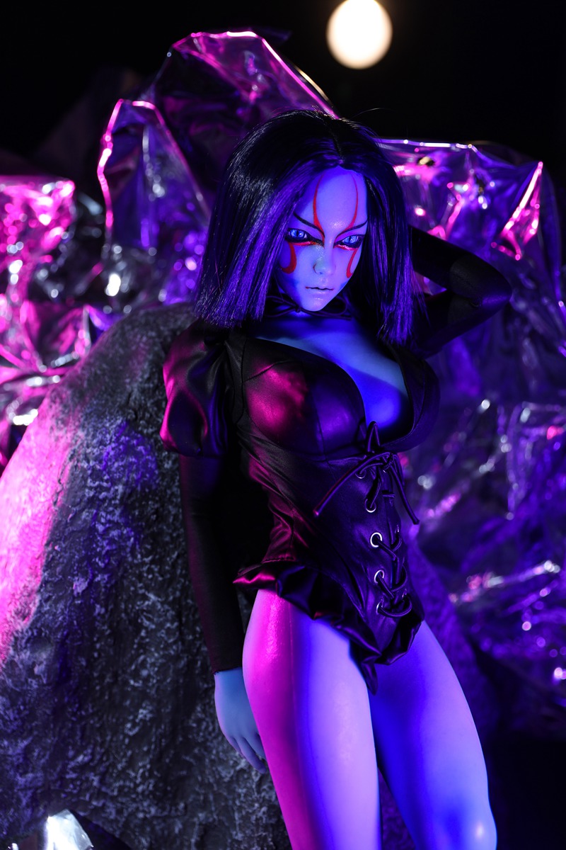 Size 1/3 Real-life Blue Skin Silicone Body Head Sex Doll Momoko