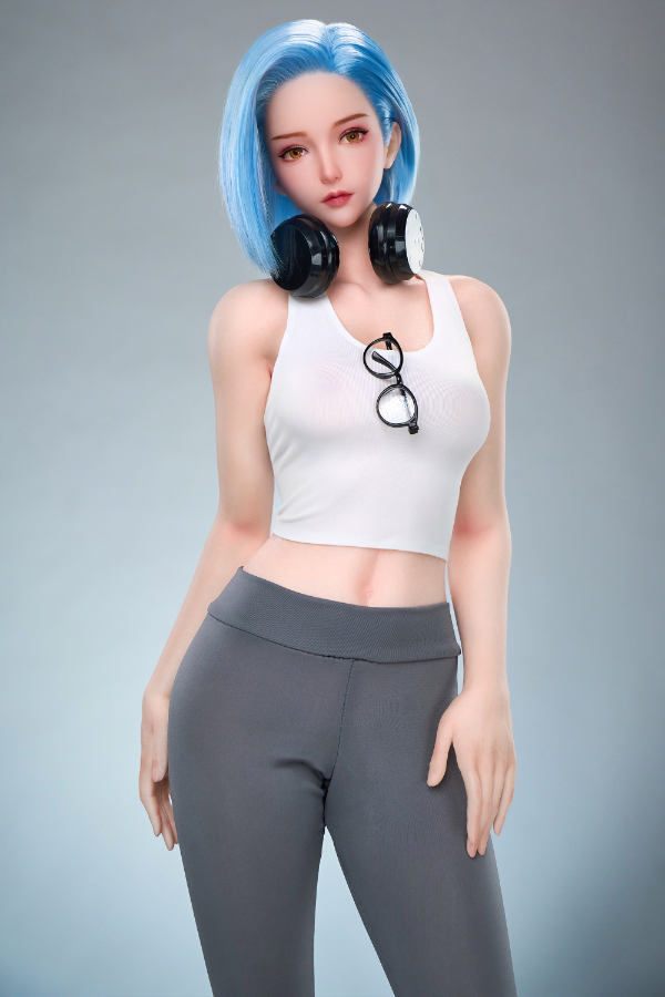 Alternative view of Size 1/2 Realistic Asian Short Blue Hair Skinny Silicone Sex Doll